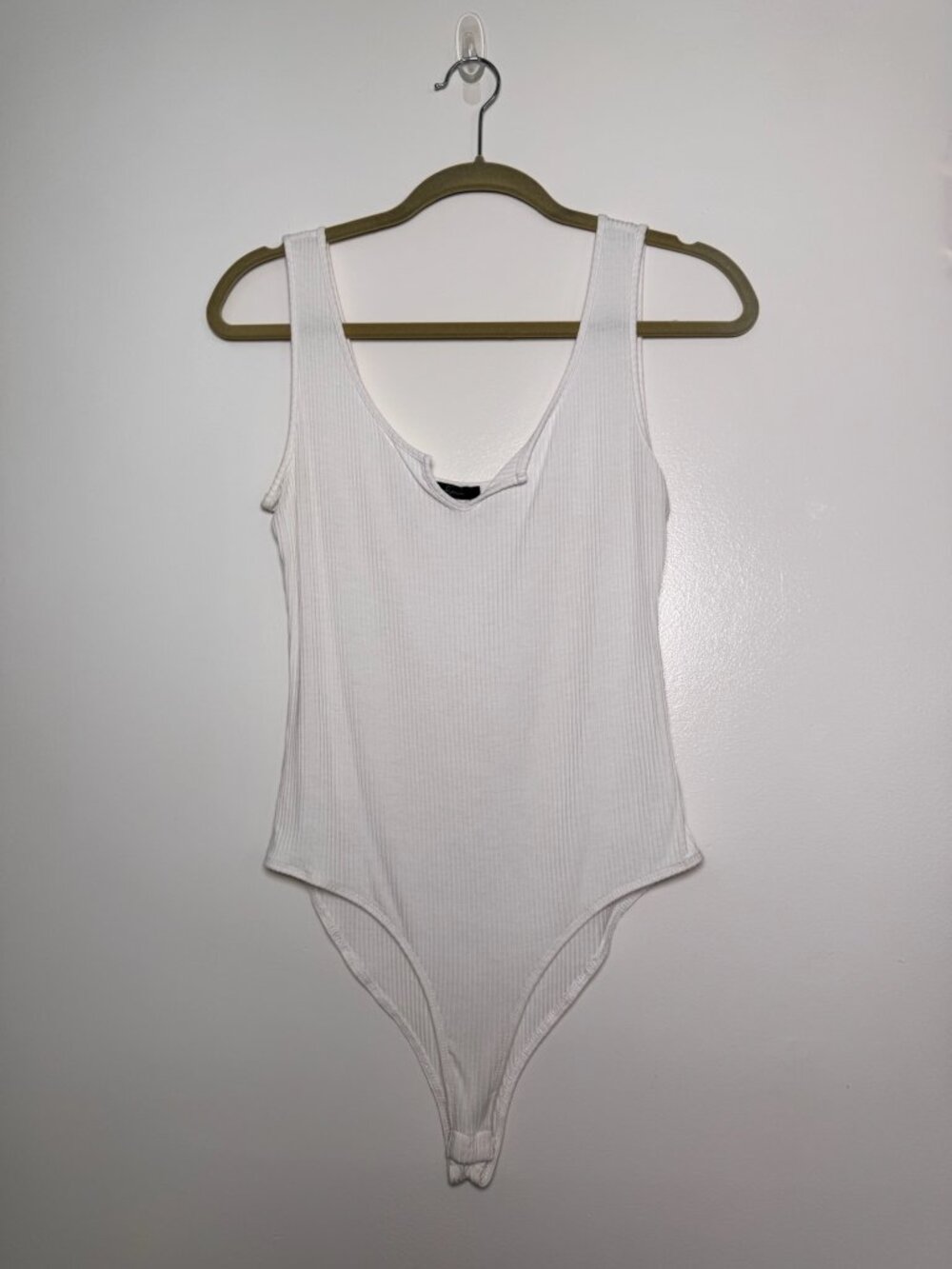 Soprano Essential White Ribbed Bodysuit M NWOT